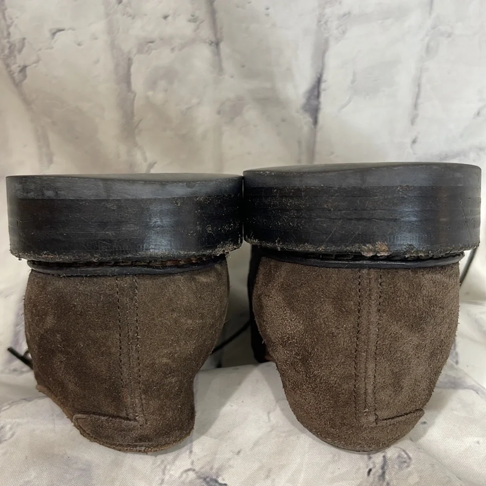 Boglioli Suede Derby Shoes Lace Up Brown Suede Stacked Heel